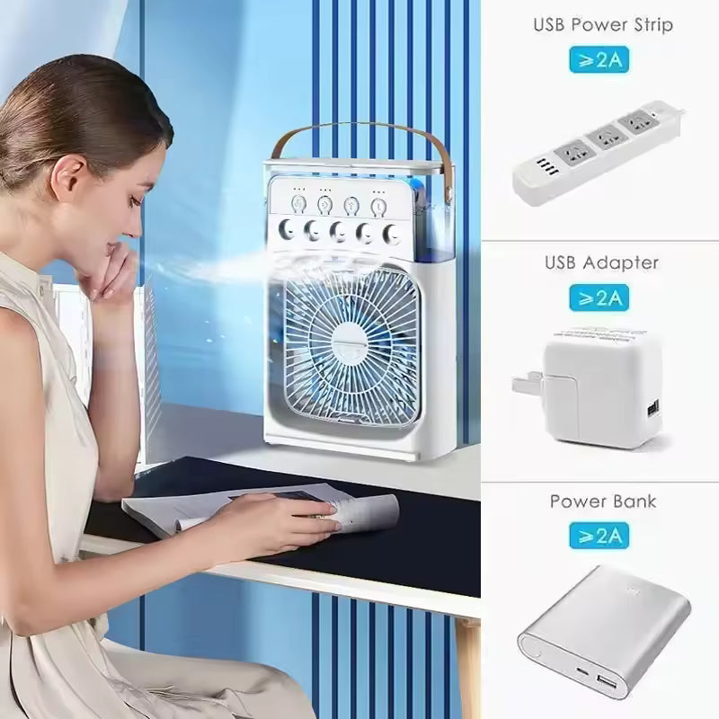 Portable Air Conditioner Fan with 3 Wind Speeds | 3 Spray Unique Modes