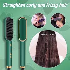 2-in-1 Hair Straightener Brush & Curling Comb | Professional Salon at Home
