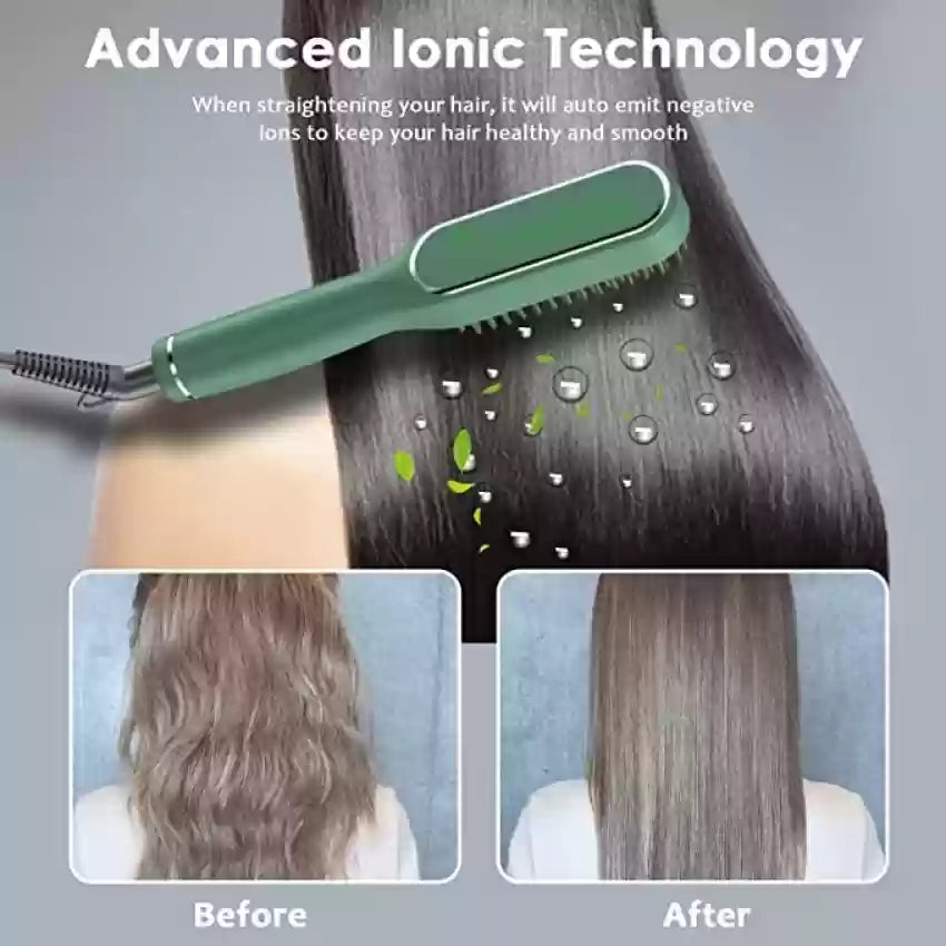 2-in-1 Hair Straightener Brush & Curling Comb | Professional Salon at Home