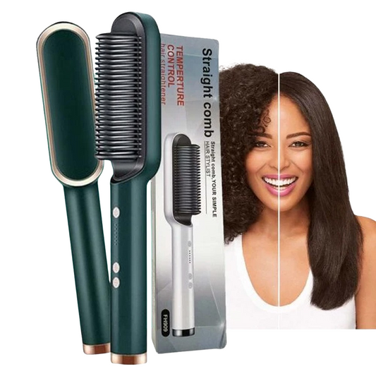 2-in-1 Hair Straightener Brush & Curling Comb | Professional Salon at Home